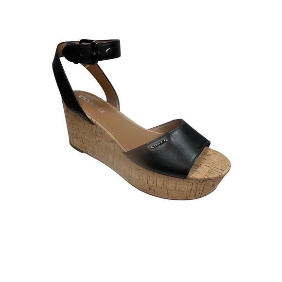 NWOT Coach Becka Black Platform Sandal, Black, Size 10B - Picture 2 of 12